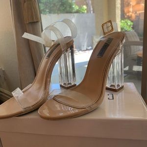 Clear open toe heels